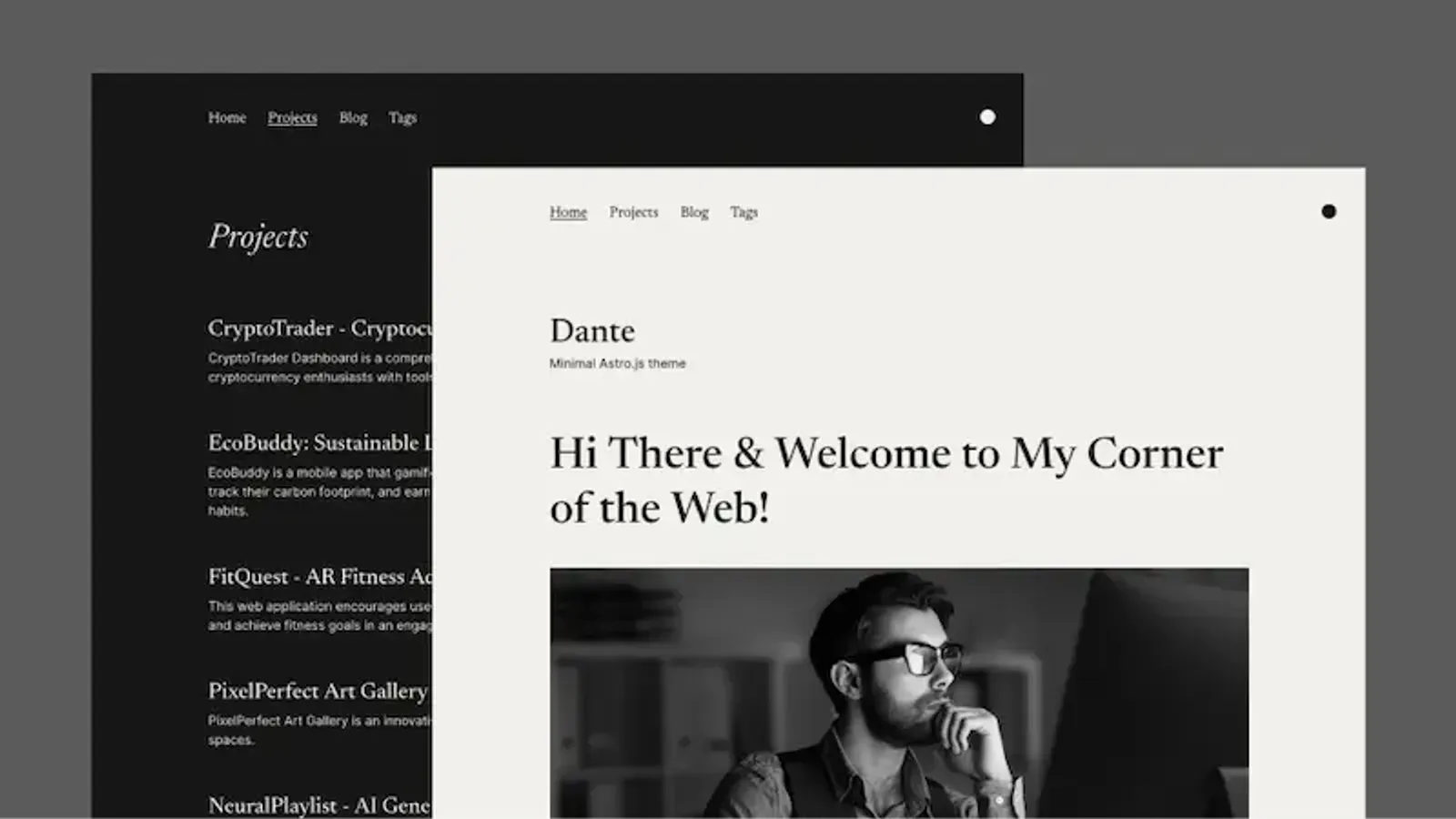 Dante Astro theme project setup for an Obsidian-powered site
